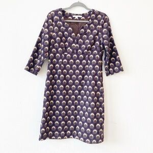 Boden Needlecord Peacock Feather Dress Purple Librarian Academia Corduroy 8 Long